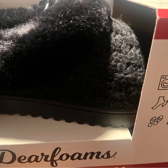 Dearfoams Black Memory Foam Slippers - Picture 3 of 3